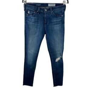 Adriano Goldschmied The Middi Ankle Legging Jeans Blue Midrise Raw Hem Size 26R